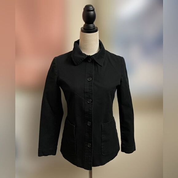 Black Lightweight Button Down Jacker w/ Silky Black Lining (Size: XS) - Picture 5 of 9